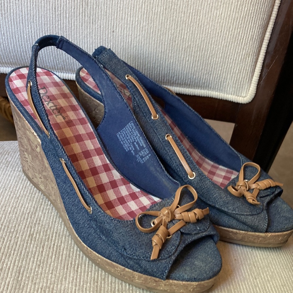 Dexter women’s chunky clogs size 8 bowtie denim